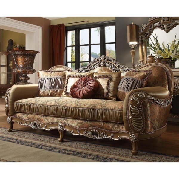 Englert Fabric Sofa in Antique Brown Finish - Image 2